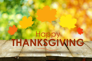 Happy Thanksgiving Greeting on natural autumn background